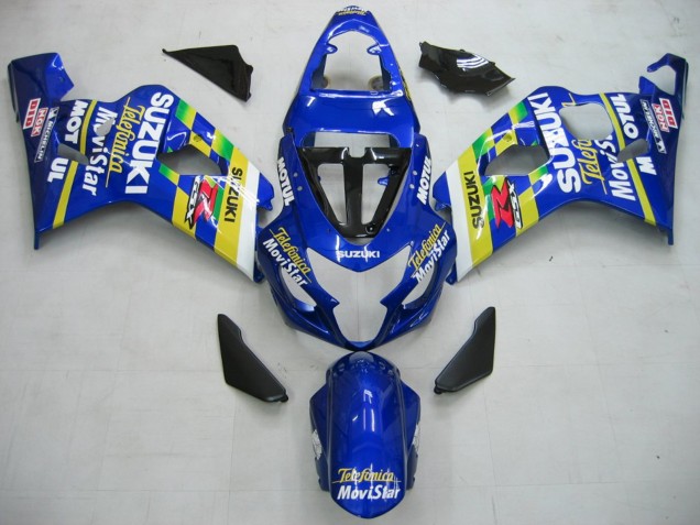 2004-2005 Suzuki GSXR 600 / GSXR 750 Motorcycle Fairings - Blue White Yellow Green Telefumica Motul MoviStar Canada