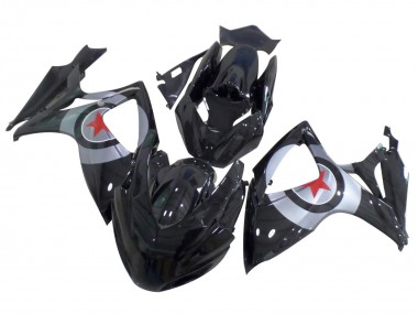 2004-2005 Suzuki GSXR 600 / GSXR 750 Motorcycle Fairings - Glossy Black Silver Red Star Canada