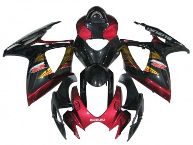 2006-2007 Suzuki GSXR 600 / GSXR 750 Motorcycle Fairing - Glossy Black Red Gold Canada
