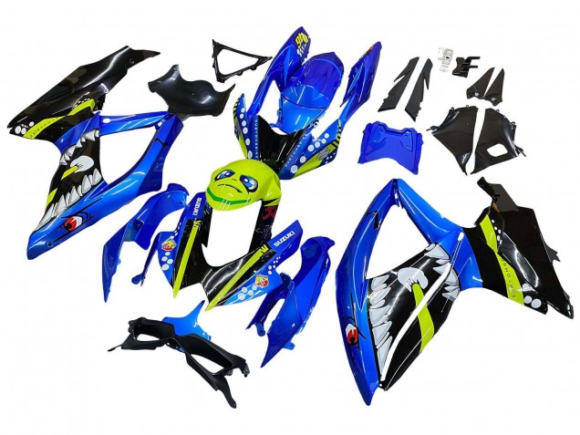 2008-2010 Suzuki GSXR 600 / GSXR 750 Motorcycle Fairings - Blue Fluorescent Green Shark Canada