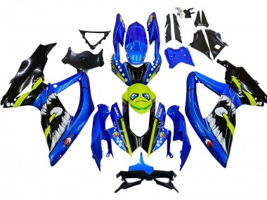 2008-2010 Suzuki GSXR 600 / GSXR 750 Motorcycle Fairings - Blue Fluorescent Green Shark Canada