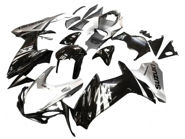 2011-2024 Suzuki GSXR 600 / GSXR 750 Motorcycle Fairing - Glossy Black Silver Canada