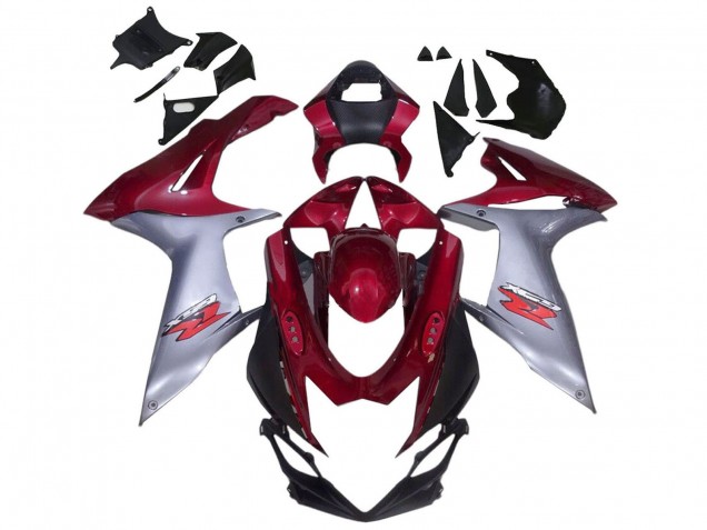 2011-2024 Suzuki GSXR 600 / GSXR 750 Motorcycle Fairings - Red Silver Canada