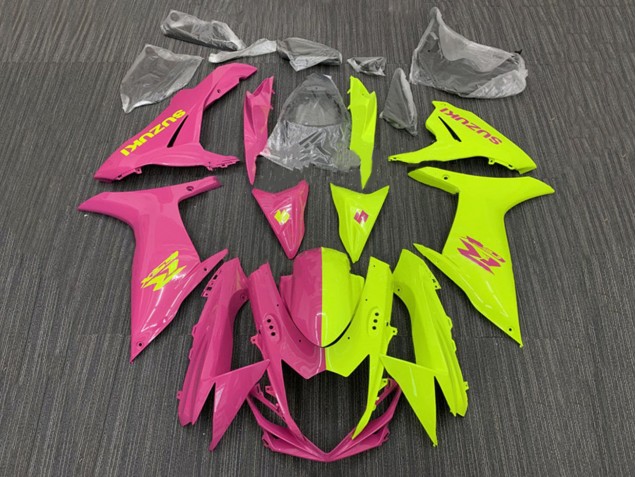 2011-2024 Suzuki GSXR 600 / GSXR 750 Motorcycle Fairings - Pink Yellow Split Canada