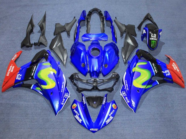 2015-2018 Yamaha YZF R3/R25 Motorcycle Fairings - Blue Glossy Black Red ENEOS Monster Canada
