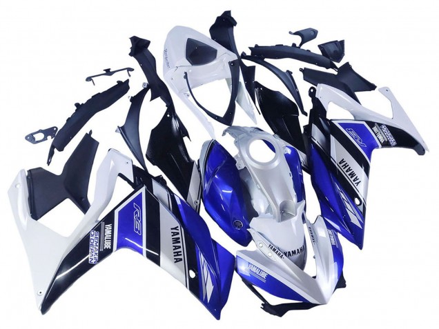2015-2018 Yamaha YZF R3/R25 Motorcycle Fairings - White Blue Black Yamalube Canada