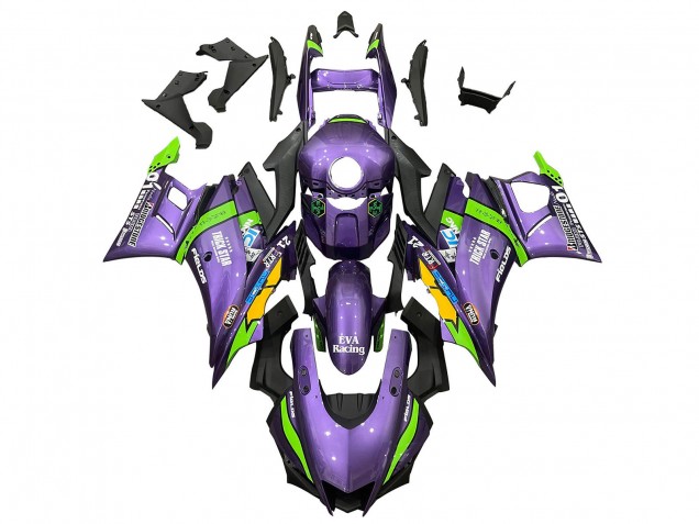 2019-2021 Yamaha YZF R3/R25 Motorcycle Fairings - Purple Green White EVA Racing Canada