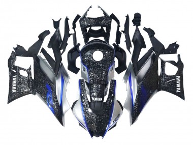 2022-2024 Yamaha YZF R3/R25 Motorcycle Fairings - Marble Black Silver Blue Forged Carbon Fiber Style Canada