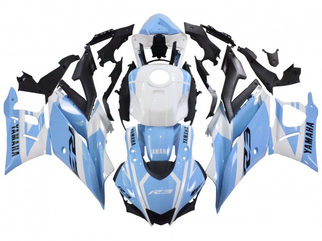 2022-2024 Yamaha YZF R3/R25 Motorcycle Fairings - White Light Blue Canada