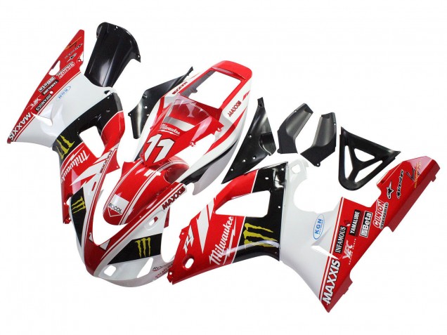 1998-1999 Yamaha YZF 1000 R1 Motorcycle Fairings - Red White Black Yellow Monster Milwaukee MAXXIS 11 Canada