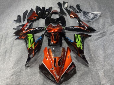 2002-2003 Yamaha YZF 1000 R1 Motorcycle Fairings - Orange Black Neon Green with Flame 16 Canada