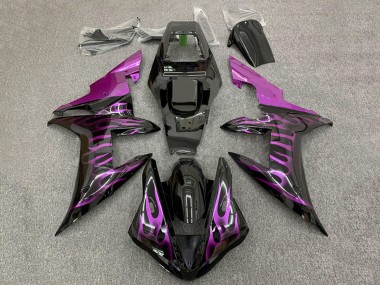 2002-2003 Yamaha YZF 1000 R1 Motorcycle Fairings - Glossy Black Purple Flame Canada