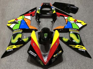 2002-2003 Yamaha YZF 1000 R1 Motorcycle Fairings - Glossy Black Red Yellow Green Movistar Semakin Didepan Canada