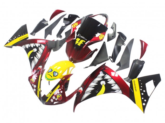 2009-2011 Yamaha YZF 1000 R1 Motorcycle Fairings - Red Yellow Black Shark 46 Canada