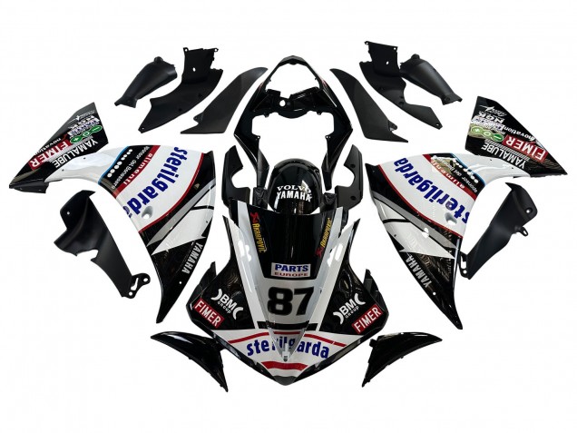 2009-2011 Yamaha YZF 1000 R1 Motorcycle Fairings - Glossy Black White Red Volvo Fimer Yamalube 87 Canada