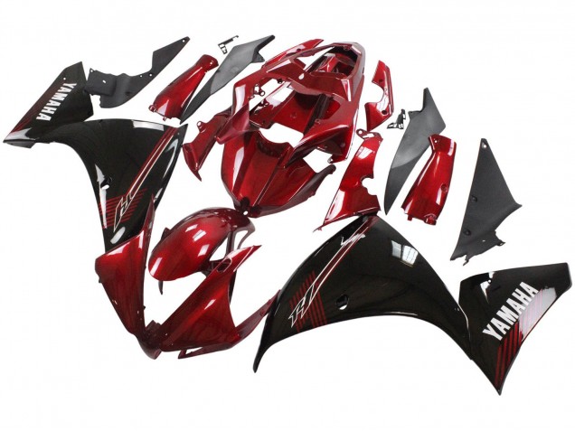 2012-2014 Yamaha YZF 1000 R1 Motorcycle Fairings - Red Glossy Black Canada