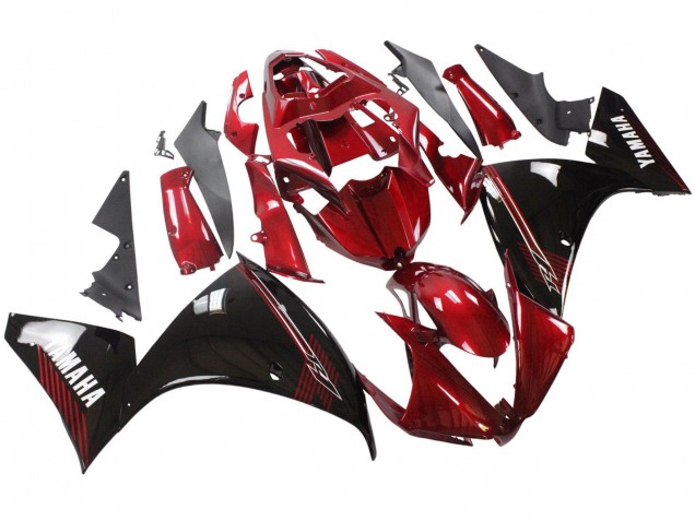2012-2014 Yamaha YZF 1000 R1 Motorcycle Fairings - Red Glossy Black Canada