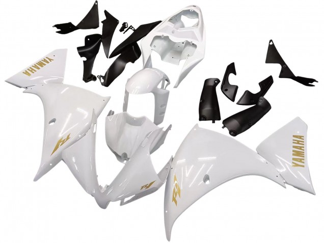 2012-2014 Yamaha YZF 1000 R1 Motorcycle Fairings - White Gold Decals Canada