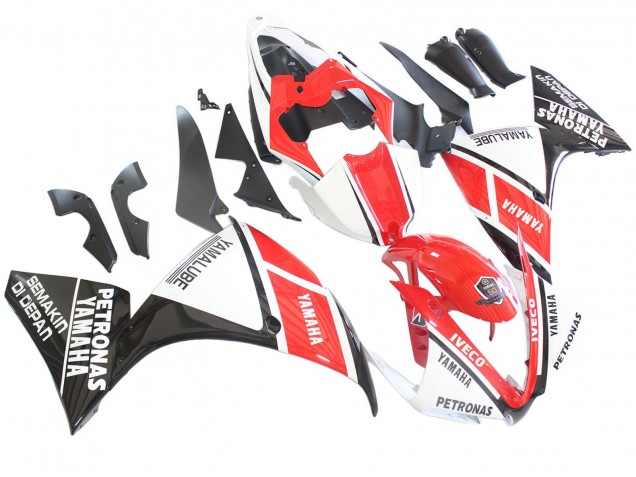 2012-2014 Yamaha YZF 1000 R1 Motorcycle Fairings - White Red Glossy Black Petronas Canada