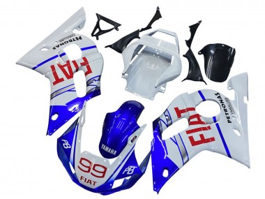 1998-2002 Yamaha YZF 600 R6 Motorcycle Fairings - White Blue Red Fiat 99 Canada