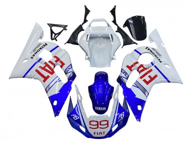 1998-2002 Yamaha YZF 600 R6 Motorcycle Fairings - White Blue Red Fiat 99 Canada