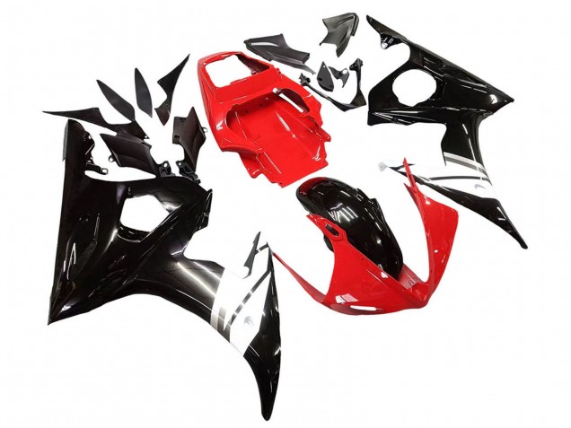 2006-2009 Yamaha YZF R6S Motorcycle Fairings - Red White Glossy Black Canada