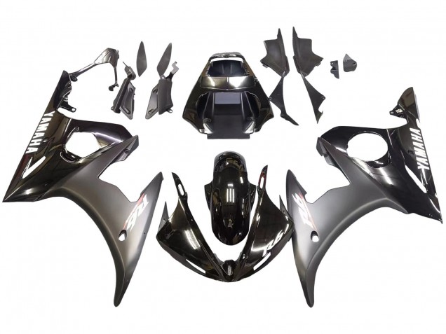 2006-2009 Yamaha YZF R6S Motorcycle Fairings - Glossy Black Matte Black White Decals Canada