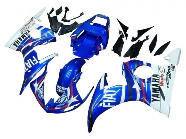 2006-2009 Yamaha YZF R6S Motorcycle Fairings - White Blue Fiat Motul Kastinee Canada