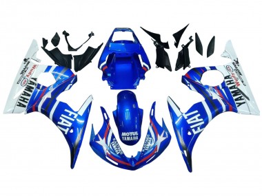 2006-2009 Yamaha YZF R6S Motorcycle Fairings - White Blue Fiat Motul Kastinee Canada