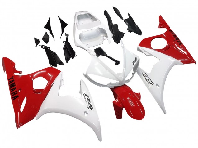 2003-2004 Yamaha YZF R6 Motorcycle Fairings - White Red Canada