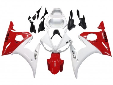 2003-2004 Yamaha YZF R6 Motorcycle Fairings - White Red Canada