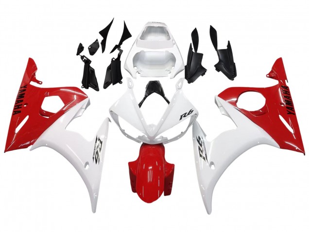 2003-2004 Yamaha YZF R6 Motorcycle Fairings - White Red Canada