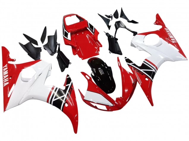2006-2009 Yamaha YZF R6S Motorcycle Fairing - White Red Glossy Black Canada