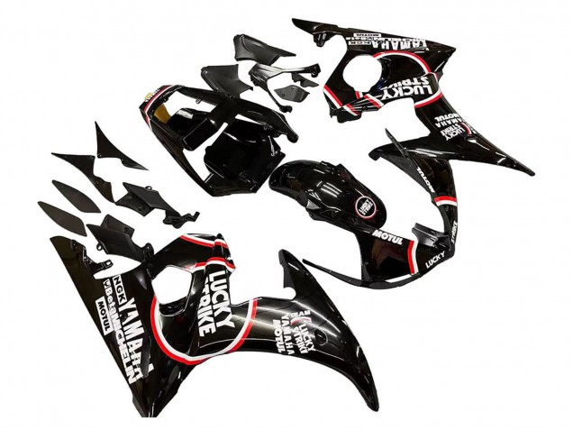 2006-2009 Yamaha YZF R6S Motorcycle Fairings - Glossy Black Red White Lucky Strike Motul Canada