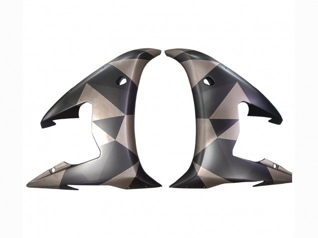 2006-2009 Yamaha YZF R6S Motorcycle Fairings - Grey Matte Black Geometric Canada