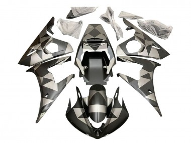 2006-2009 Yamaha YZF R6S Motorcycle Fairings - Black Red Geometric Canada