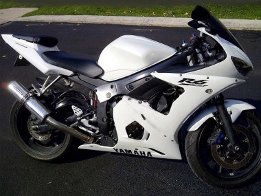 2006-2009 Yamaha YZF R6S Motorcycle Fairings - White Black Decals Canada