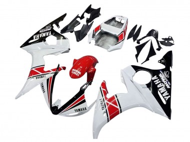 2006-2009 Yamaha YZF R6S Motorcycle Fairings - White Red Glossy Black Motul Canada