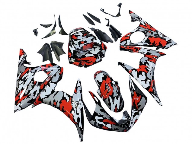 2006-2009 Yamaha YZF R6S Motorcycle Fairings - Black Red Grey Camouflage Canada