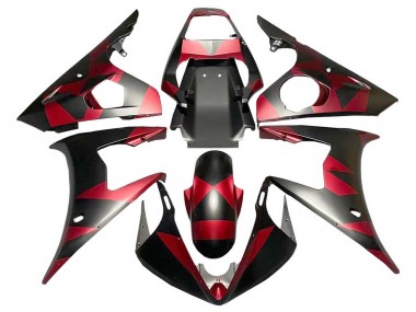 2005 Yamaha YZF 600 R6 Motorcycle Fairings - Matte Black Red Geometric Canada