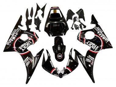 2005 Yamaha YZF 600 R6 Motorcycle Fairings - Glossy Black White Lucky Strike Motul Canada