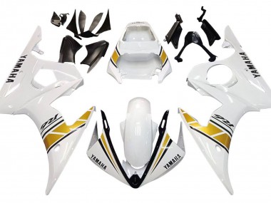 2005 Yamaha YZF 600 R6 Motorcycle Fairings - White Gold Black Canada