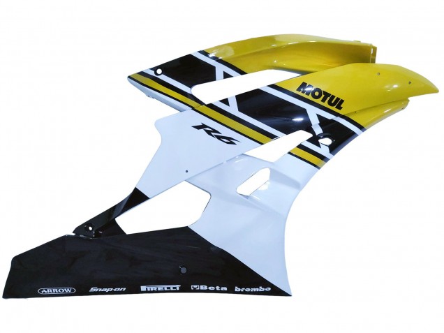 2006-2007 Yamaha YZF 600 R6 Motorcycle Fairings - Yellow White Glossy Black Motul Canada