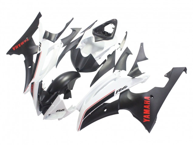 2008-2016 Yamaha YZF 600 R6 Motorcycle Fairings - White Matte Black Red Decals Canada