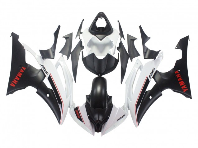 2008-2016 Yamaha YZF 600 R6 Motorcycle Fairings - White Matte Black Red Decals Canada