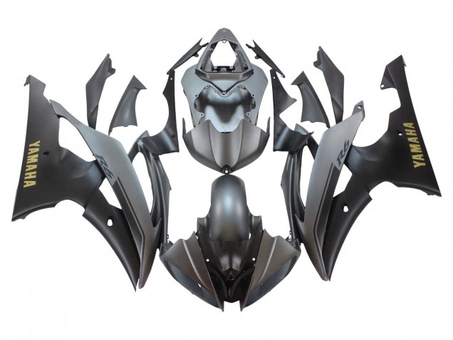 2008-2016 Yamaha YZF 600 R6 Motorcycle Fairings - Grey Matte Black Gold Decals Canada