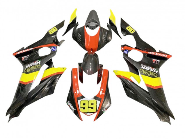 2008-2016 Yamaha YZF 600 R6 Motorcycle Fairings - Yellow Orange Black Carbon Fiber Style Canada