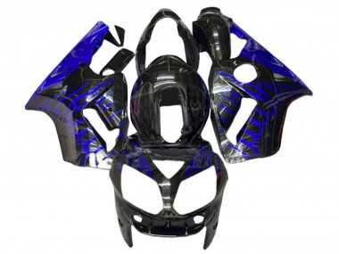 2000-2001 Kawasaki ZX12R Motorcycle Fairings - Glossy Black Blue Flame Canada