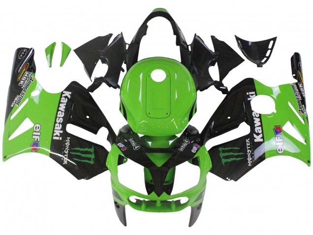 2002-2006 Kawasaki ZX12R Motorcycle Fairing - Green Glossy Black Elf Touch4 Monster Canada