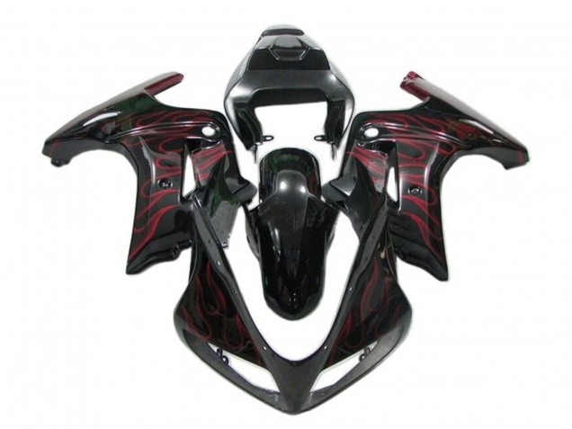2003-2013 Suzuki SV650 Motorcycle Fairings - Glossy Black Red Flame Canada